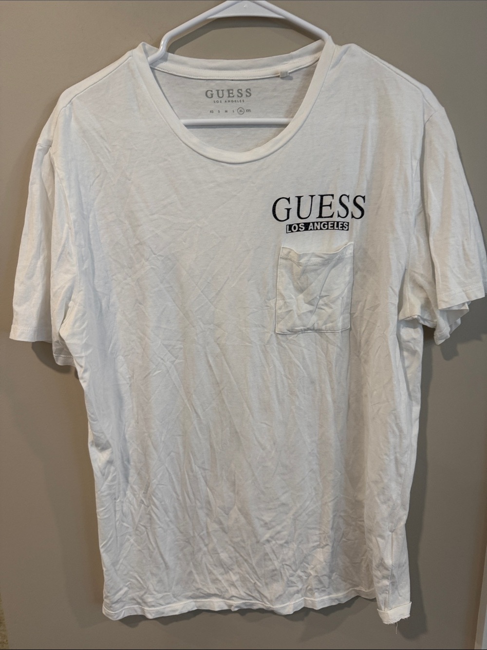 Guess Men's White Logo Pocket Tee